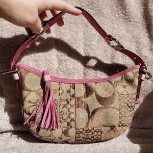 Coach Signature Small Hobo - Pink/Brown patchwork